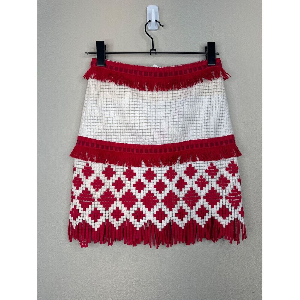 Alexie Small Skirt Boho Western Southwest Skirt Red‎ White